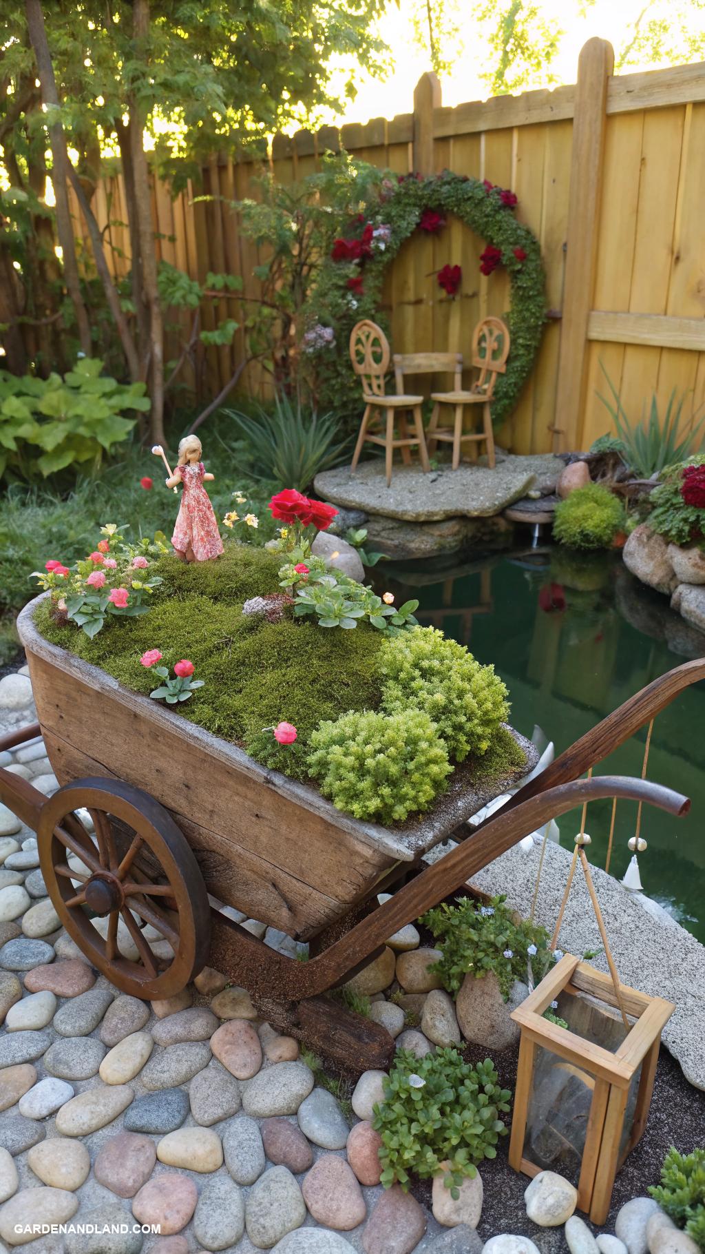 wheelbarrow planter ideas Themed fairy garden in an old wheelbarrow